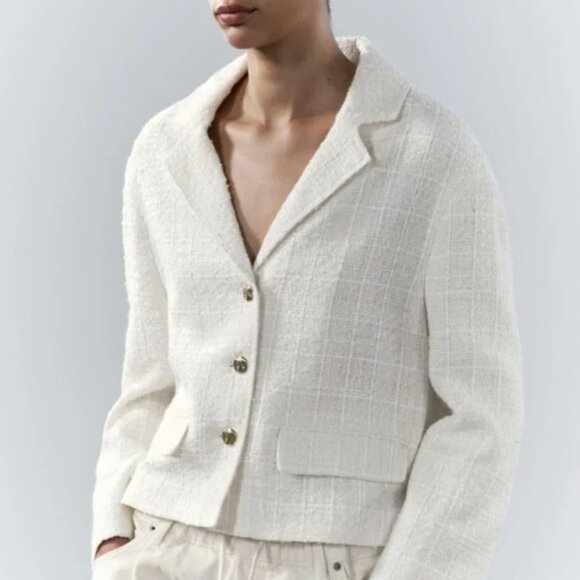 Zara Jackets & Blazers - Zara NWT Cream Textured Women's Blazer - Size L